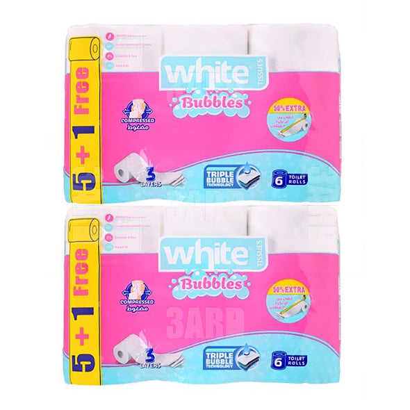 White Bubbles Compressed Toilet Rolls 6pcs - Pack of 2