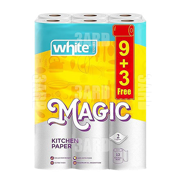 White Magic Kitchen Paper Towels 12 rolls - Pack of 1