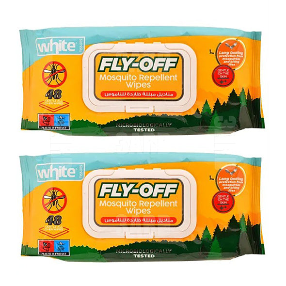 White Fly Off Mosquito Repellent Wet Wipes 48 Pcs - Pack of 2