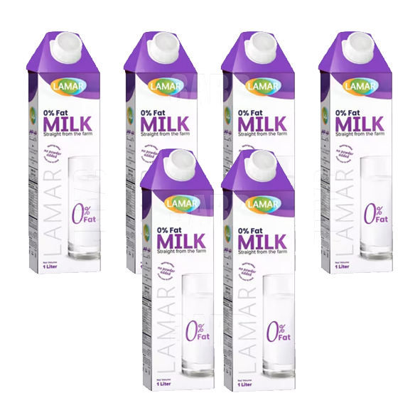 Lamar 0% Fats Milk ‏ 1L - Pack of 6