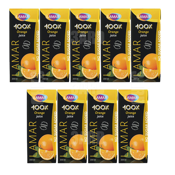 Lamar 100% Orange Juice 200ml - Pack of 9