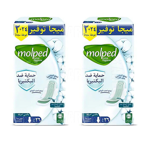 Molped Maxi Extra Long Mega Saving Antibacterial 24pcs - Pack of 2