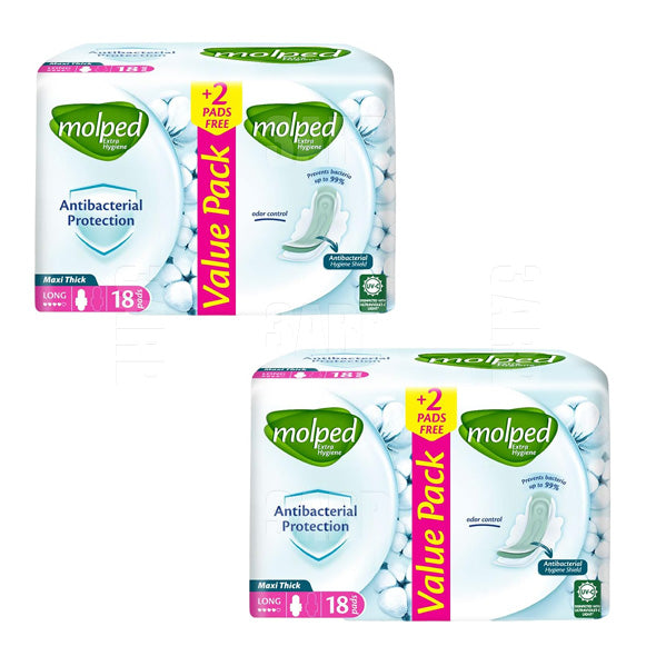 Molped Maxi Long Double Antibacterial 18pcs - Pack of 2