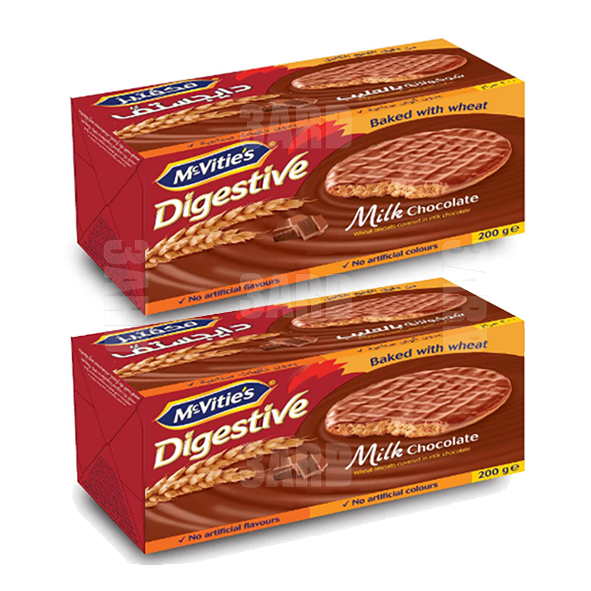 McVitie's Digestive Milk Chocolate Wheat Biscuits 200g - Pack of 2