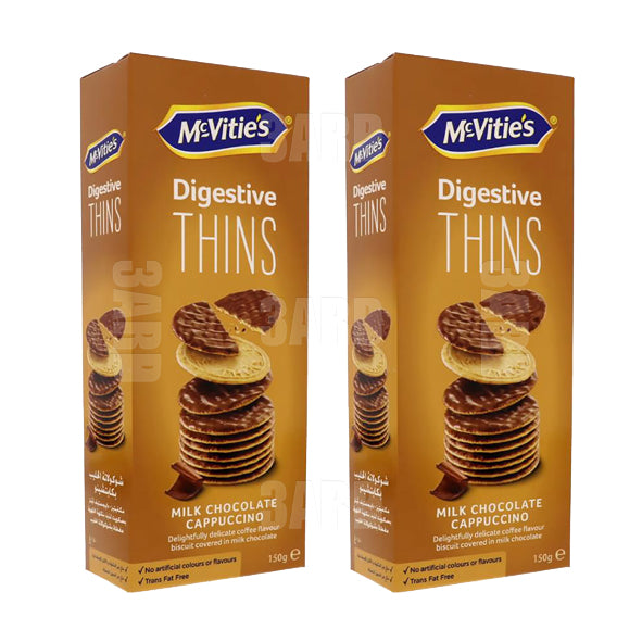 McVitie's Digestive Biscuit Thins Milk Chocolate Cappuccino Flavor 150g - Pack of 2