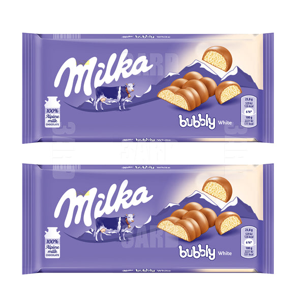 Milka Bubbly White Milk Chocolate 100g - Pack of 2