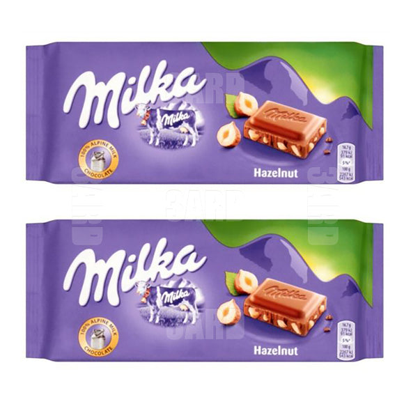 Milka Hazelnuts Chocolate 90g - Pack of 2