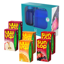 Load image into Gallery viewer, M-design Set (Lunch Box 1.6L+ Bottle 650ml+Cutlery 3pcs) + 2 Suntop 250ml (Orange + Apple + Mix Berry )
