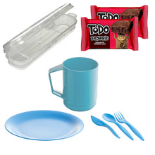 Load image into Gallery viewer, M-Design Plate 21cm + Cutlery Set 3pcs with Box + Handle Mug + 2 Todo Brownies
