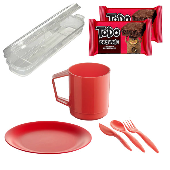 M-Design Plate 21cm + Cutlery Set 3pcs with Box + Handle Mug + 2 Todo Brownies