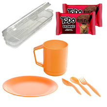 Load image into Gallery viewer, M-Design Plate 21cm + Cutlery Set 3pcs with Box + Handle Mug + 2 Todo Brownies
