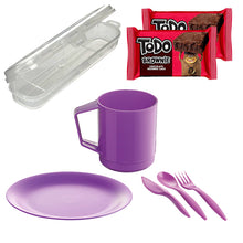 Load image into Gallery viewer, M-Design Plate 21cm + Cutlery Set 3pcs with Box + Handle Mug + 2 Todo Brownies
