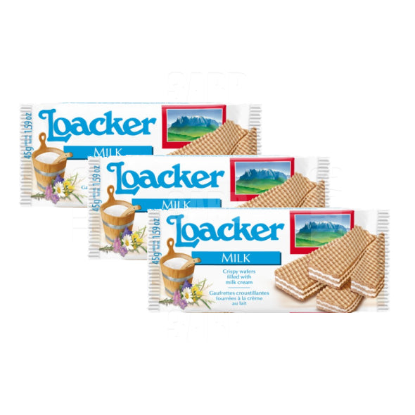 Loacker Milk Cream Wafer 45g‏ - Pack of 3