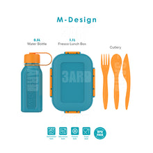 Load image into Gallery viewer, M-Design Lunch Set - 1.1L Lunch Box &amp; 500ml Water Bottle &amp; 3pcs Cutlery Set New
