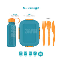 Load image into Gallery viewer, M-Design Lunch Set -  1.6L Lunch Box &amp; 650ml Water Bottle &amp; 3pcs Cutlery Set New
