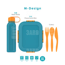 Load image into Gallery viewer, M-Design Lunch Set - 2.1L Lunch Box &amp; 800ml Water Bottle &amp; 3pcs Cutlery Set New
