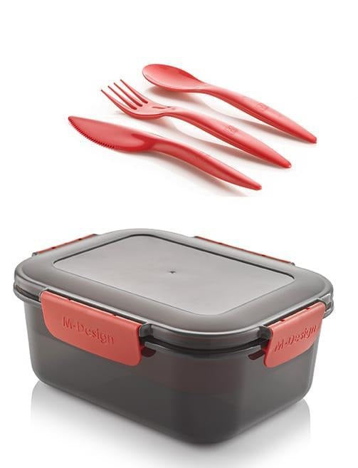 M-Design 1.6L Lunch Box & 3pcs Cutlery Set
