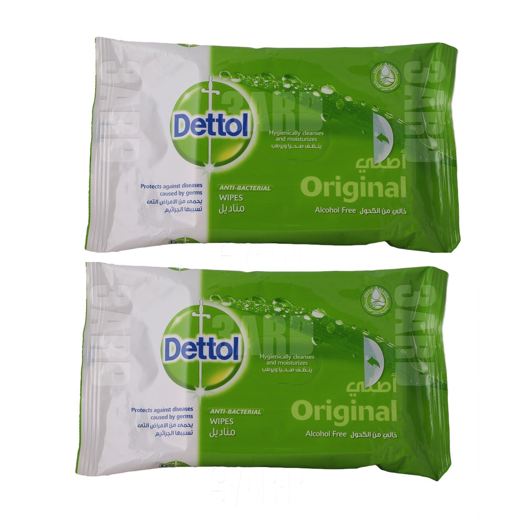 Dettol Anti Bacterial Wipes Original Alchol Free 40 Wipes - Pack of 2