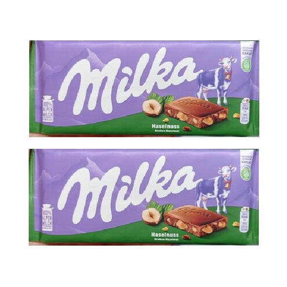 Milka Hazelnuts Chocolate 100g - Pack of 2