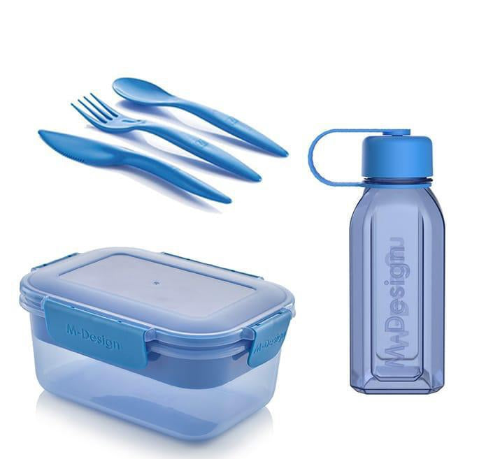 M-Design Lunch Set - 1.1L Lunch Box & 500ml Water Bottle & 3pcs Cutlery Set