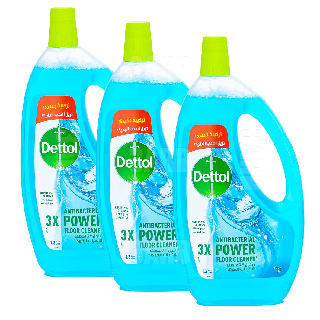 Dettol 3X Antibacterial Power Floor Cleaner Aqua 1.3L - Pack of 3