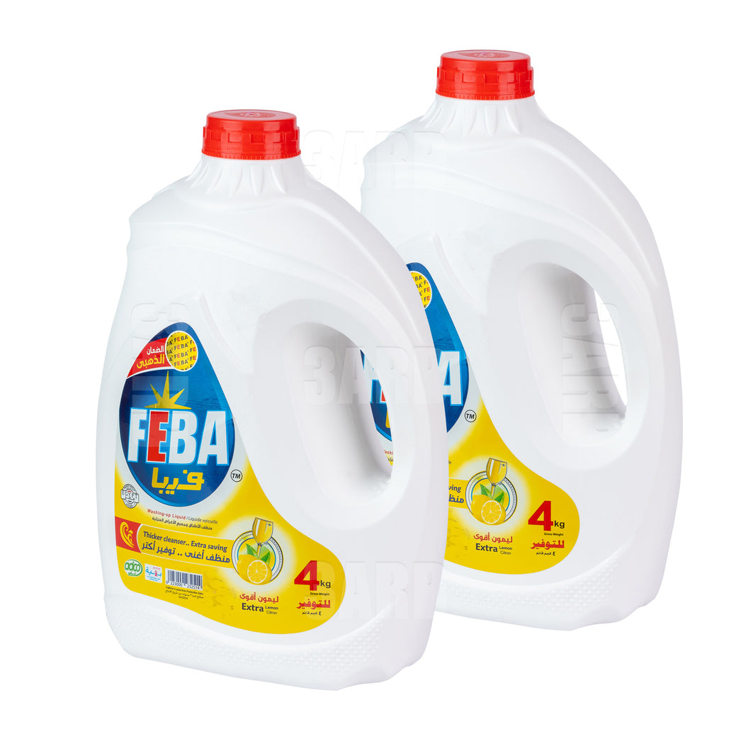 FEBA Lemon Washing-up Liquid 4Kg- Pack of 2