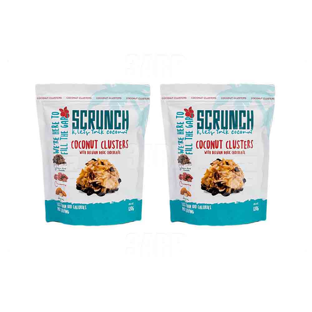 Scrunch Coconut Clusters with Belgium Dark Chocolate 120g - Pack of 2