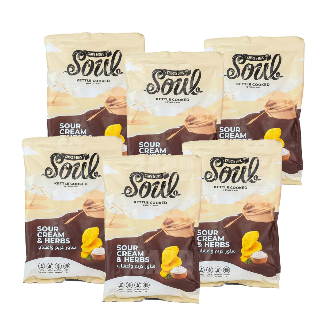 Soul Potato Chips Sour Cream & Herbs 40g - Pack of 6