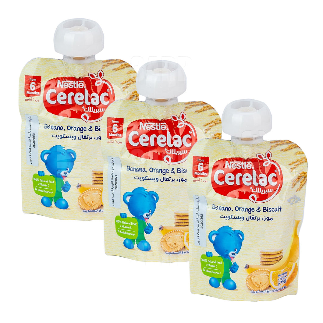 Nestle Cerelac Banana Orange Biscuit 6 months 90g - Pack of 3