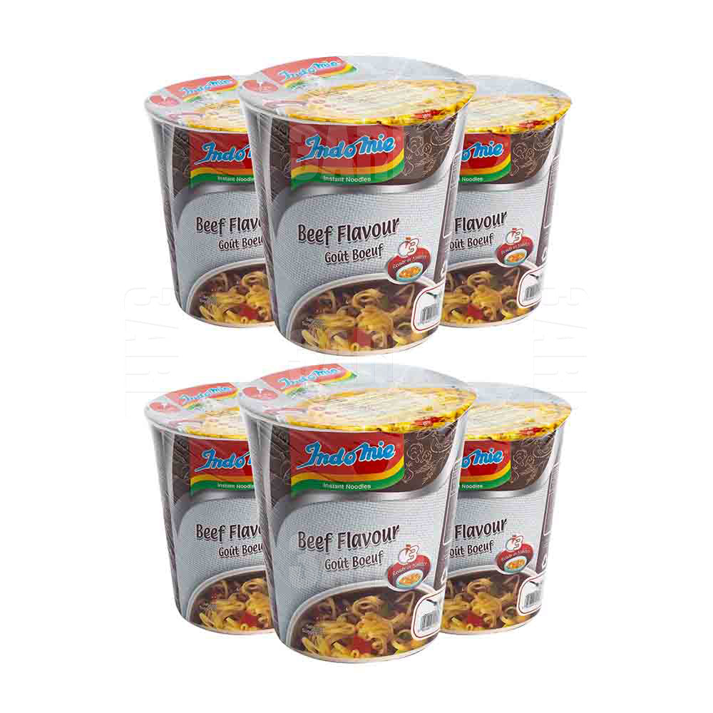 Indomie Instant Noodles Beef Flavours Cup 60g - Pack of 6