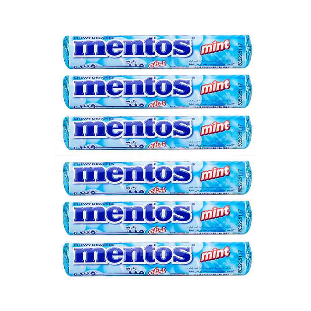 Mentos Chewy Dragees Mint 29g - Pack of 6