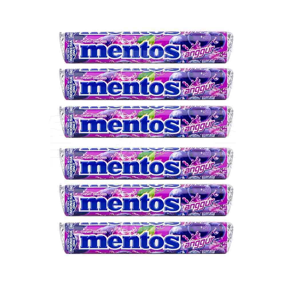 Mentos Chewy Dragees Grape 37.5g - Pack of 6