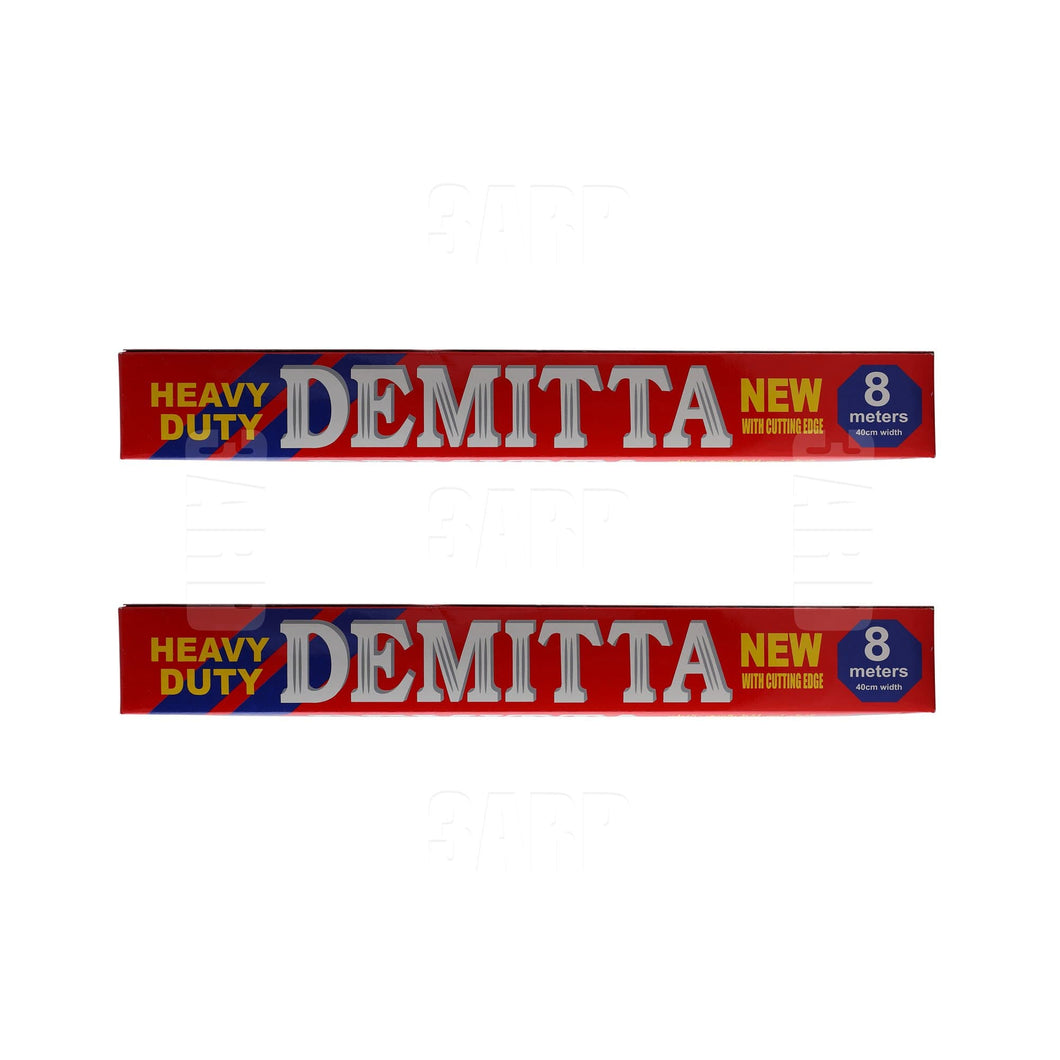 Demitta Heavy Duty Aluminum Foil with Cutting Edge 8m X 40cm - Pack of 2