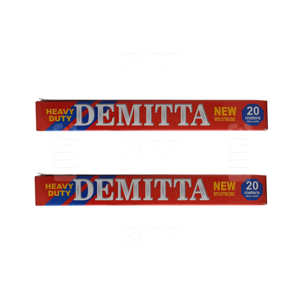 Demitta Heavy Duty Aluminum Foil with Cutting Edge 20m X 40cm - Pack of 2