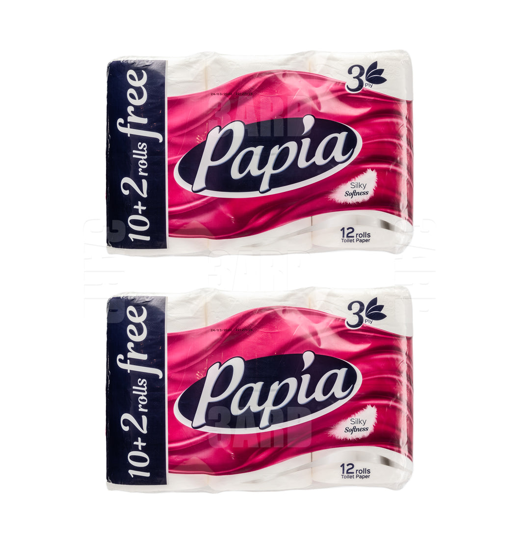 Papia Toilet Paper 12 Rolls - Pack of 2