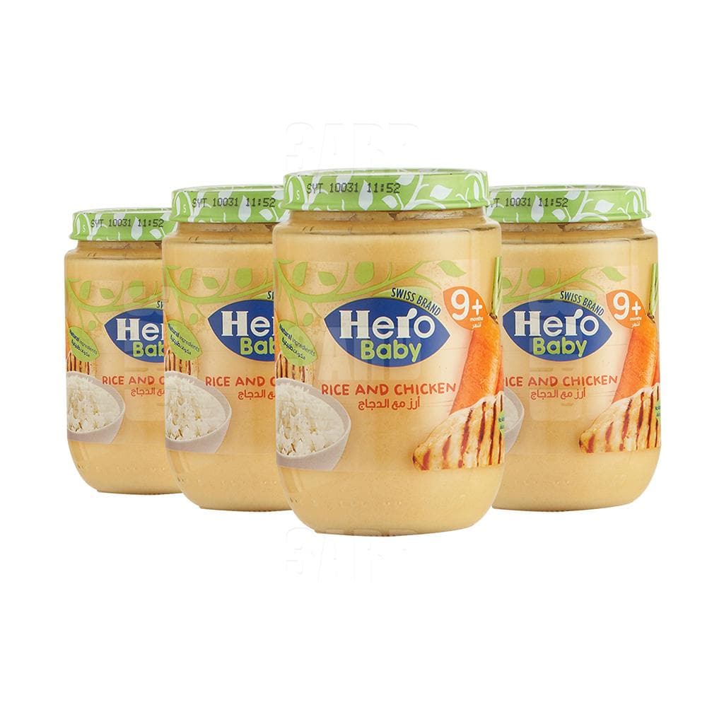 Hero Baby Jar Rice and Chicken, 9 months 190g - Pack of 4