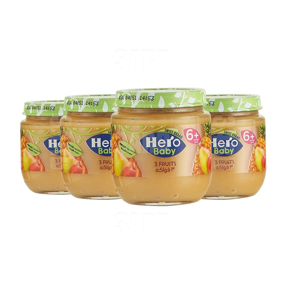 Hero Baby Jar 3 Fruits, 6 months 120g - Pack of 4