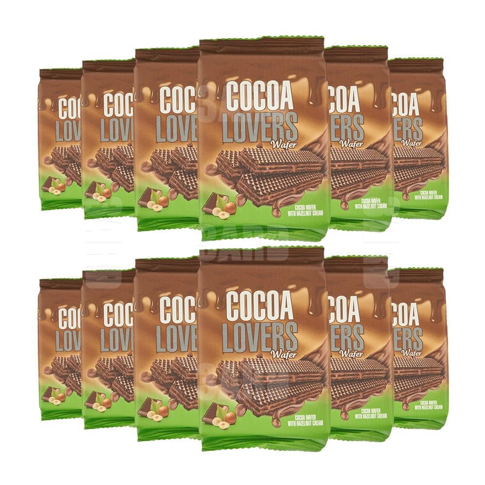 Cocoa Lovers Wafer with Hazelnut Cream 8pcs - Pack of 12