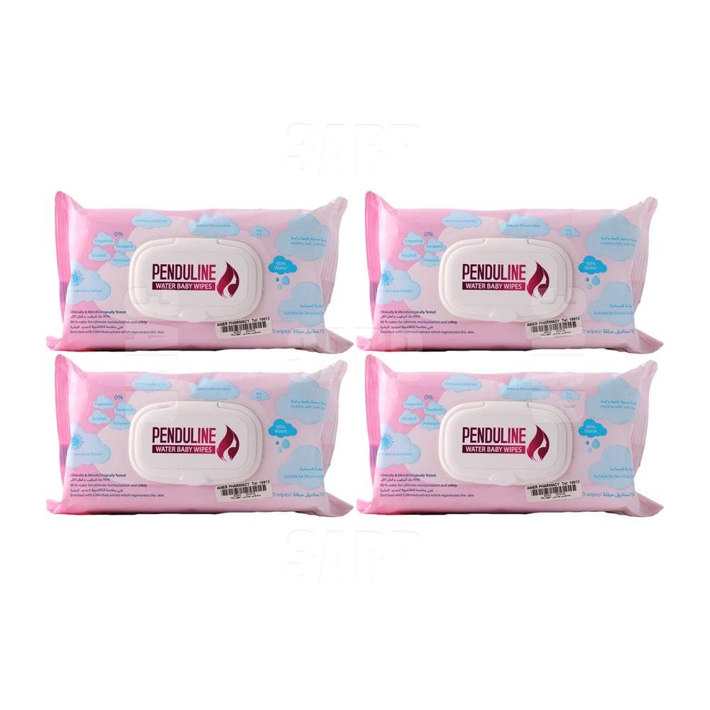 Penduline Water Baby 70 Wipes 0% Alcohol - Pack of 4